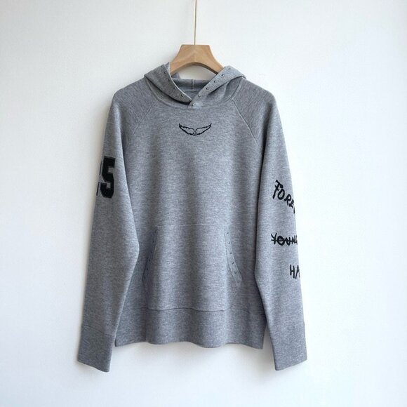 Zadig & Voltaire Beaded Hooded Cashmere Pullover Sweater - Picture 1 of 4